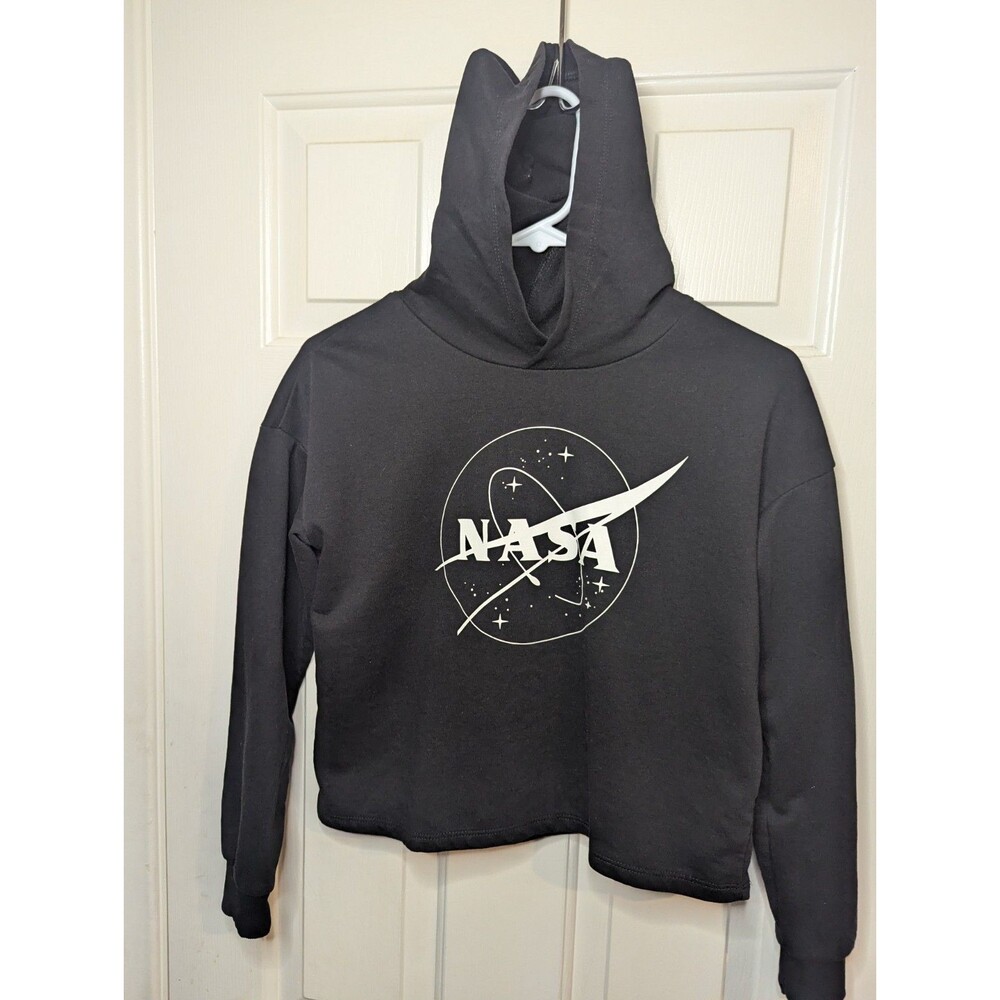 H&M Black NASA Hoodie Unisex Youth Size 12-14 Excellent Used Condition